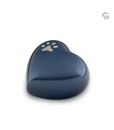 Metalen Mini Dieren Hart Urn Pootje Blauw