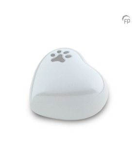 Metalen Mini Dieren Hart Urn 'Pootje' Wit