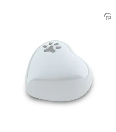 Metalen Mini Dieren Hart Urn 'Pootje' Wit