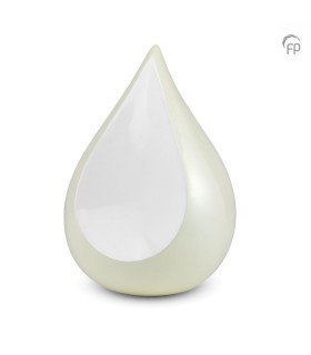 Grote Metalen Urn Ivoor Wit Teardrop