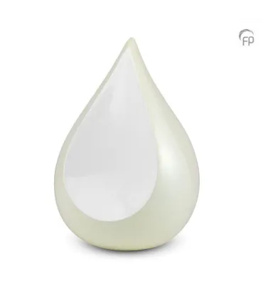 Grote Metalen Urn Ivoor Wit Teardrop