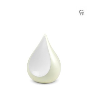 Kleine Metalen Urn Ivoor Wit Teardrop