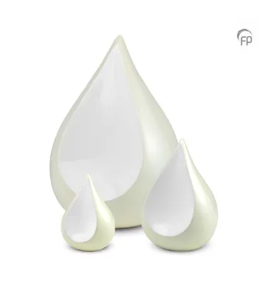 Kleine Metalen Urn Ivoor Wit Teardrop