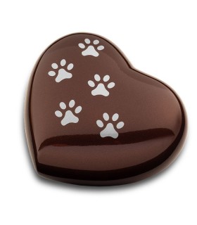 Grote Metalen Dieren Hart Urn Pootjes Bruin met Zilverkleur