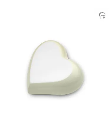 Metalen Mini Hart Urn Ivoor met wit