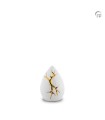 Keramische Mini Urn Kintsugi Wit met Goudkleur