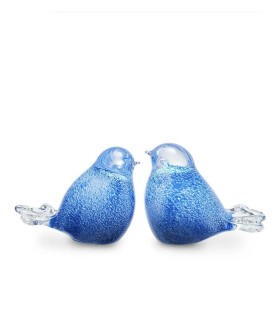 Glazen Memorie Urn Bird Blauw/Wit