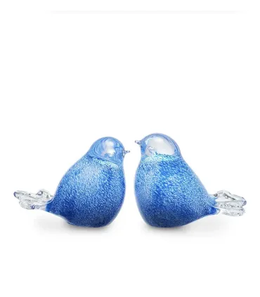 Glazen Memorie Urn Bird Blauw/Wit