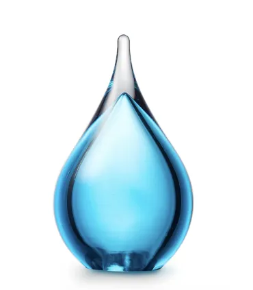 Glazen Memorie Urn Druppel Small Lichtblauw