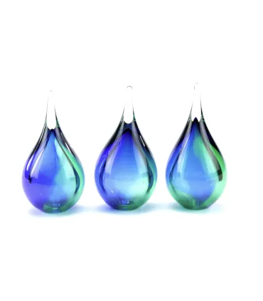 Glazen Memorie Urn Druppel Small Blauw Groen