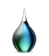 Glazen Memorie Urn Druppel Small Blauw Groen