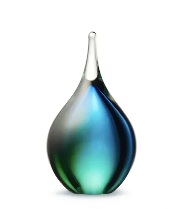 Glazen Memorie Urn Druppel Small Blauw Groen