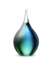 Glazen Memorie Urn Druppel Small Blauw Groen