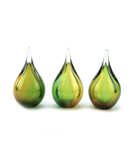 Glazen Memorie Urn Druppel Small Goudgroen