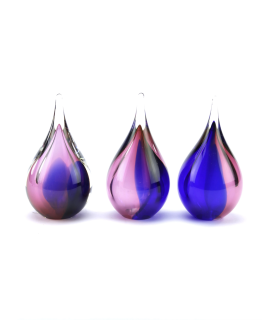 Glazen Memorie Urn Druppel Small Roze Blauw