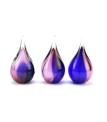 Glazen Memorie Urn Druppel Small Roze Blauw