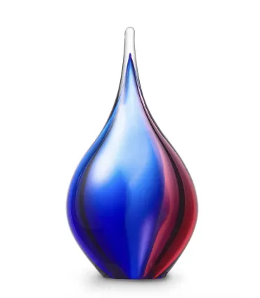 Glazen Memorie Urn Druppel Small Roze Blauw