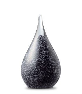 Glazen Memorie Urn Druppel Small Zwart Wit Melange Opaque