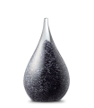 Glazen Memorie Urn Druppel Small Zwart Wit Melange Opaque