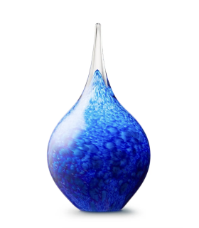 Glazen Memorie Urn Druppel Small Blauw Opaque