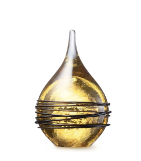 Glazen Memorie Urn Druppel Small Krakele Goudkleur Swirl