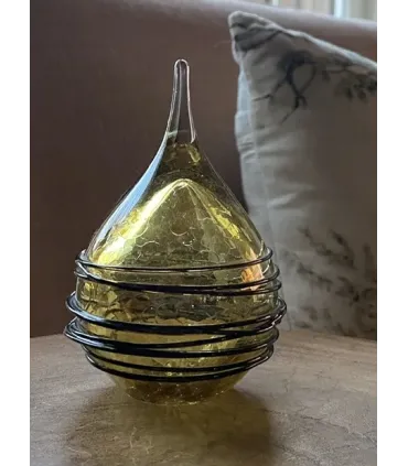 Glazen Memorie Urn Druppel Small Krakele Goudkleur Swirl