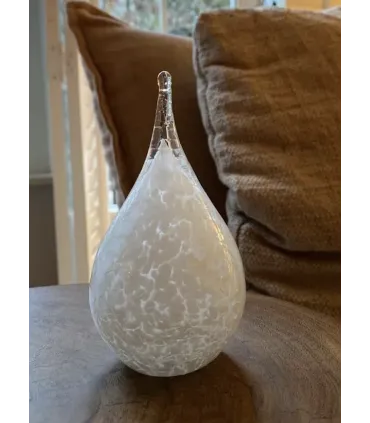 Glazen Memorie Urn Druppel Small Krakele Wit