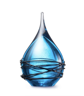 Glazen Memorie Urn Druppel Small Lichtblauw Swirl