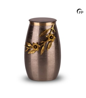 Grote Metalen Urn Eternal Bloom Zilverkleur met Goudkleurig bloemenmotief