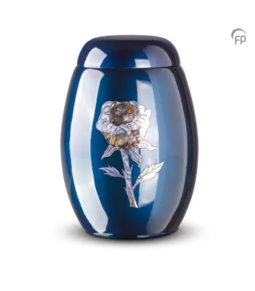 Glasfiber Urn Roos blauw