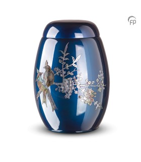 Glasfiber Urn Vogels blauw