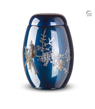 Glasfiber Urn Vogels blauw